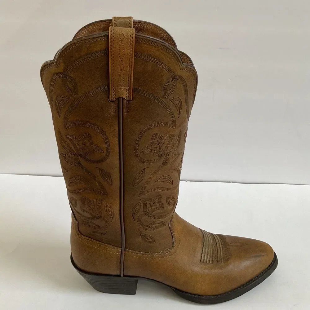 ARIAT Heritage R Toe Western Boots Sz 7.5B Copper Brown 10035999 Cowgirl - Picture 4 of 12